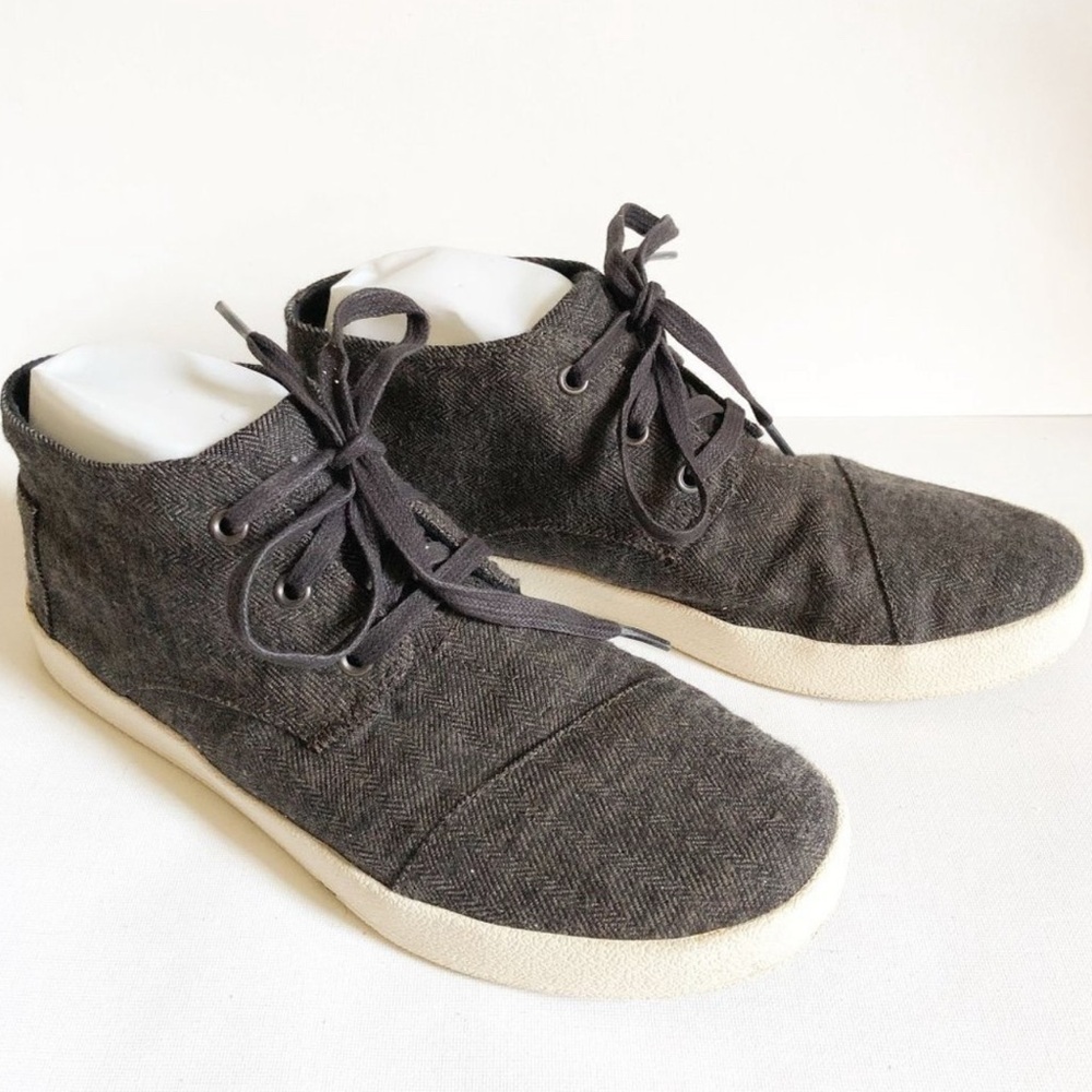 Toms Men's Paseo Mid Dark Gray Herringbone Sneaker Wool Blend US 8/EU 40.5
